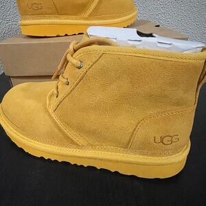 UGG Mustard Suede Lace-Up Ankle Boots